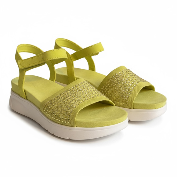 Kenneth Cole Reaction Hera Knit Jeweled Sport Sandal Lime 9M - Picture 2 of 11